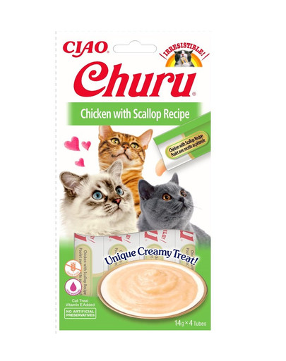 INABA Churu Cat Kuracie mäso s mušľou 4x14g