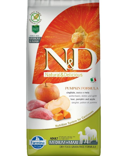 FARMINA N&D GrainFree Tekvica DOG Dospelý M/L Diviak a jablko 2,5 kg