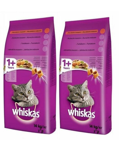 WHISKAS tuniakové granule pre dospelé mačky 2 x 14 kg