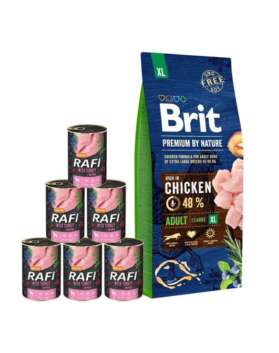 BRIT Premium By Nature Adult Extra Large XL 15 kg + morčacia konzerva 6x400 g