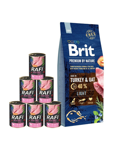 BRIT Premium By Nature Light 15 kg + morčacie konzervy 6x400 g