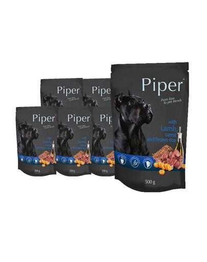 DOLINA NOTECI PIPER s jahňacím, mrkvou a hnedou ryžou, konzerva pre dospelých psov 10x500 g
