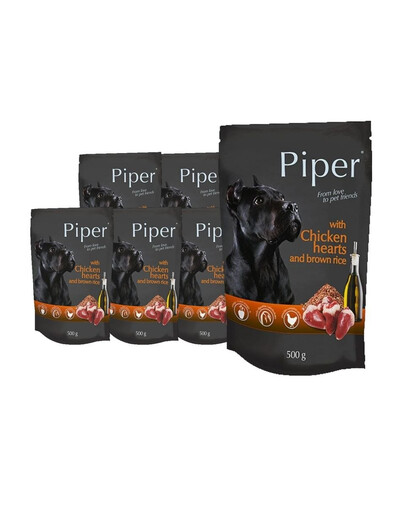 DOLINA NOTECI PIPER vrecko s kuracím srdcom a hnedou ryžou 10x500 g