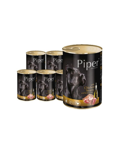 DOLINA NOTECI PIPER mokré krmivo pre dospelé psy s kuracími srdiečkami a hnedou ryžou 24x400 g