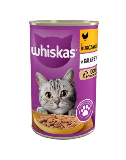 WHISKAS Adult 24x400 g - kompletné vlhké krmivo pre dospelé mačky, kuracie kúsky v želé