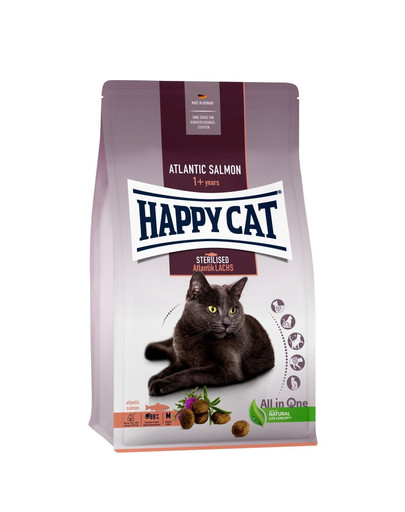 HAPPY CAT Sterilizované granule Atlantik-Lachs 10 kg pre kastrované mačky