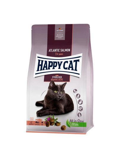 HAPPY CAT Sterilizované granule Atlantik-Lachs 10 kg pre kastrované mačky