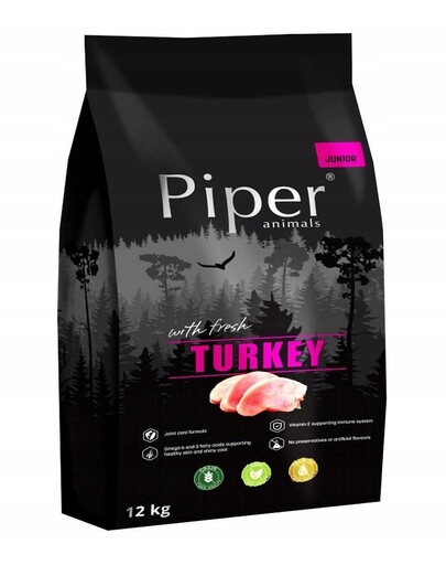 PIPER Suché krmivo pro psy Junior s krůtím masem 12 kg