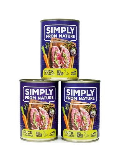 SIMPLY FROM NATURE Kačica s mrkvou 3x 400 g konzerva pre psy