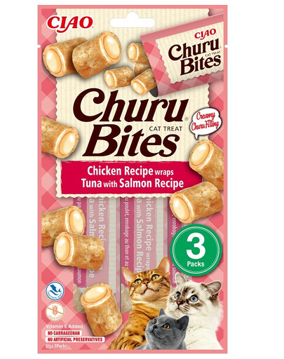 INABA Churu Bites Chicken tuna&salmon wrap 3x10g wrapy s tuniakom a lososom pre mačky