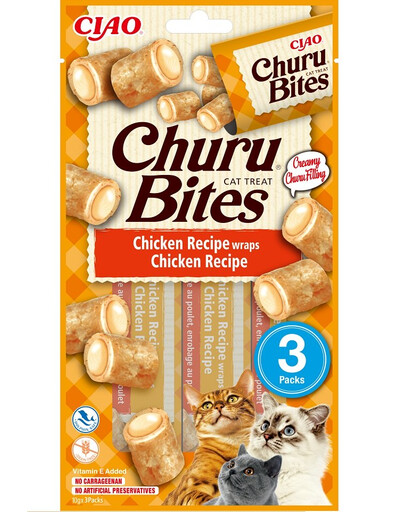 INABA Churu Bites Chicken wraps 3x10g wrapy s kuracím mäsom pre mačku