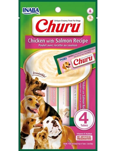 INABA Churu Chicken with salmon 4x14g kuracie mäso s lososom pre psov