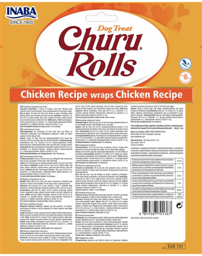 INABA Churu Rolls Chicken 8x12g kuracie wrapy pre psov
