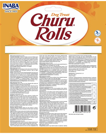 INABA Churu Rolls Chicken 8x12g wrapy kuracie a lososové pre psov