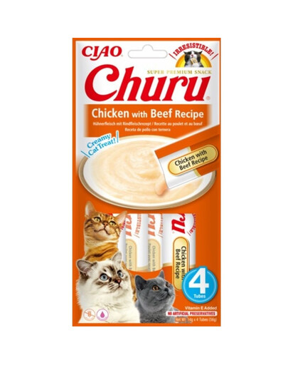 INABA Churu Chicken with beef 4x14g kuracie mäso s hovädzím mäsom pre mačku