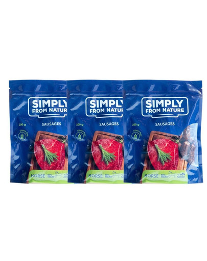 SIMPLY FROM NATURE Psí párky s konským mäsom 3 x 200 g