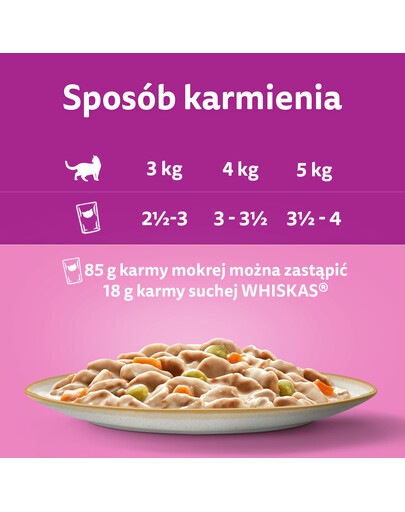 WHISKAS Vlhké krmivo pre mačky Adult 48x85g Cream Variations v omáčke s kuracím mäsom a zeleninou, jahňacím mäsom a morčacím mäsom