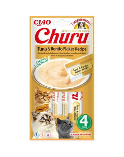INABA Churu Tuna with bonito flakes 4x14g bonita z tuniaka s bonita vločkama pre mačky