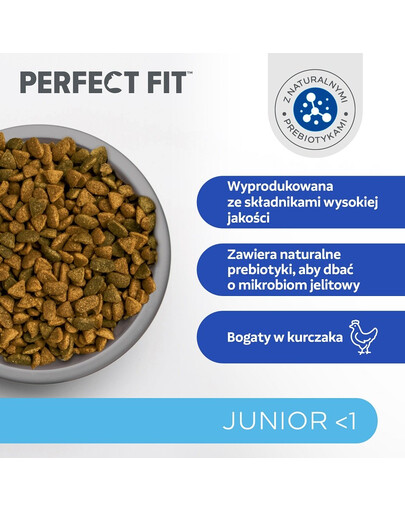 PERFECT FIT Junior <1 Kompletné krmivo pre koťata bohaté na kuracie mäso 7 kg