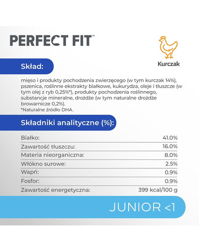 PERFECT FIT Junior <1 Kompletné krmivo pre koťata bohaté na kuracie mäso 7 kg