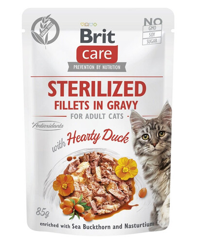 BRIT CARE Fillets in Gravy Pouch Sterilized Hearty Duck 24x85g