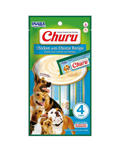 INABA Churu Chicken with cheese 4x14g kuracie mäso so syrom pre psov