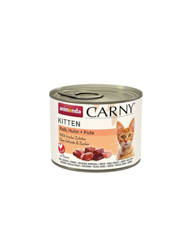 ANIMONDA Carny Kitten Veal&Chicken&Turkey 200g Teľacie, kuracie a morčacie pre mačiatka