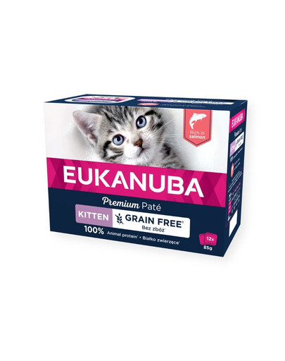 EUKANUBA Grain Free Kitten paštéta pre mačiatka Losos 12 x 85 g