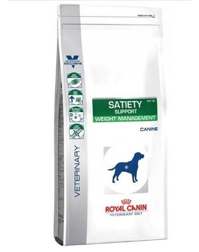 Veterinárna diéta Royal Canin Podpora sýtosti psov SAT 30 12 kg Diétne pelety pre dospelých psov