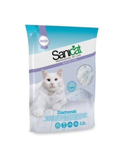 SANICAT Diamonds silikónové podstielka pre mačky bez zápachu 3,8 l