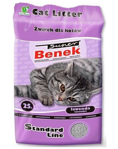 Certech Super Benek Standard Line Lavender hrubá podstielka pre mačky s vôňou levandule 25 l