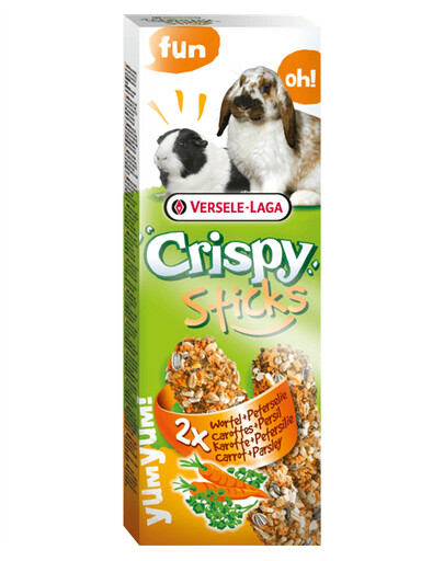 Versele-Laga Crispy Sticks Rabbits - Guinea Pigs Carrot With Parsley 110g - 2 baňky pro králíky a morčata mrkev a petržel 110g