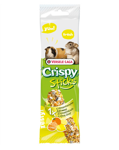 Versele-Laga Crispy Sticks Guinea Pigs - Chinchillas Citrus Fruit 110g - 2 baňky pro morčata a činčily citrusové plody 110g