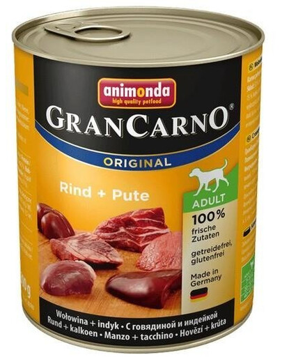 Animonda Grancarno Original Rind + Pute 800g vlhké krmivo pro psy s hovězím a krůtím masem
