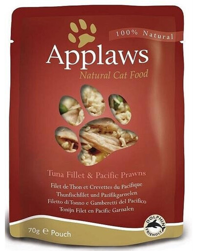 Applaws Natural Cat Food Tuna Filet & Pacifie Prawns 70g - mokré krmivo pre mačky s tuniakom a tigrími krevetami 70g