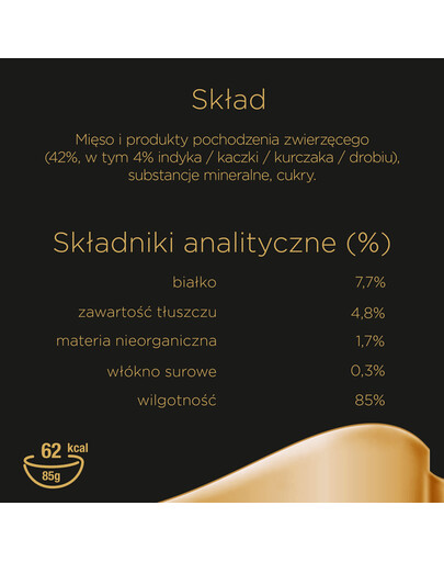 SHEBA saszetka Delicacy in Jelly Smaki Drobiowe - mokra karma dla kotów w galaretce (z kurczakiem, z indykiem, z kaczką, z drobiem) 4x85g