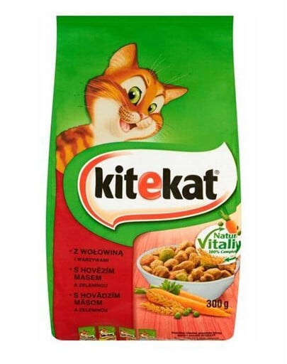 Kitekat granule pre dospelé mačky s hovädzím mäsom 300 g