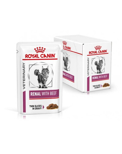 Royal Canin Renal Beef Cat Pouch 85 g kapsičky s hovädzím mäsom pre dospelé mačky s problémami s obličkami