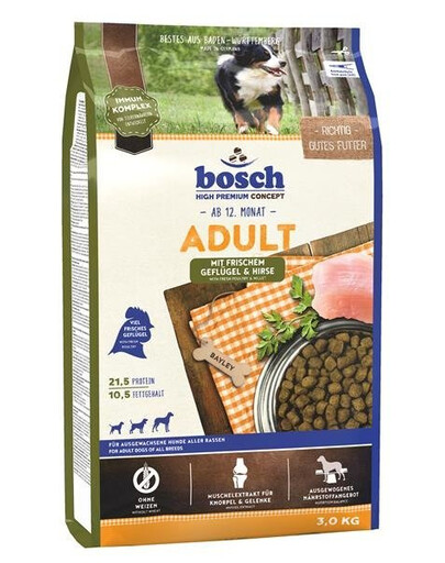 Bosch Adult 3 kg - suché krmivo pre dospelé psy s hydinou a prosom