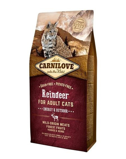 Carnilove For Adult Cats Energy & Outdoor Reindeer 6 kg - granule pro dospělé venkovní kočky s příchutí soba 6 kg