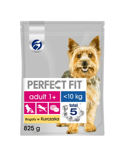 Perfect Fit Adult 1+ XS/S granule pre dospelých psov malých plemien s vysokým obsahom kuracieho mäsa 825 g