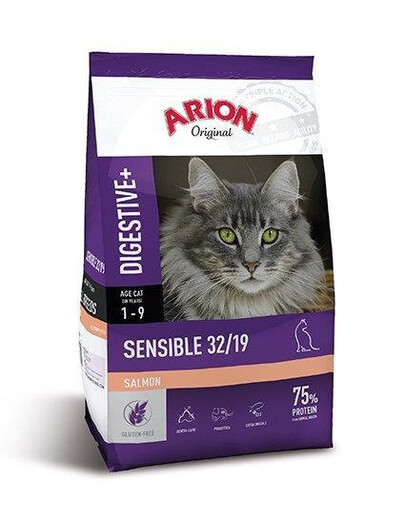 Arion Original Digestive+ Sensible Cat 7,5 kg - suché krmivo pro kočky s citlivým zažíváním