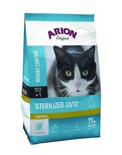 Arion Original Weight Control Cat Sterilised Chicken 2 kg - suché krmivo pro sterilizované kočky s kuřecím masem2kg