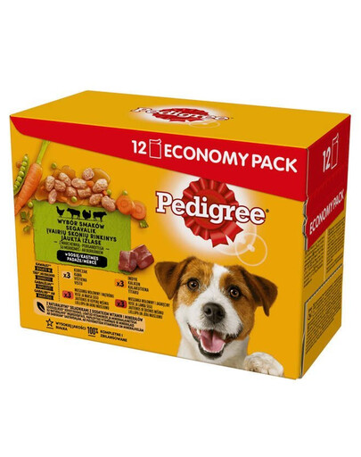 Pedigree Adult 12x100 g kapsičky pre psov (hovädzie, kuracie, morčacie)