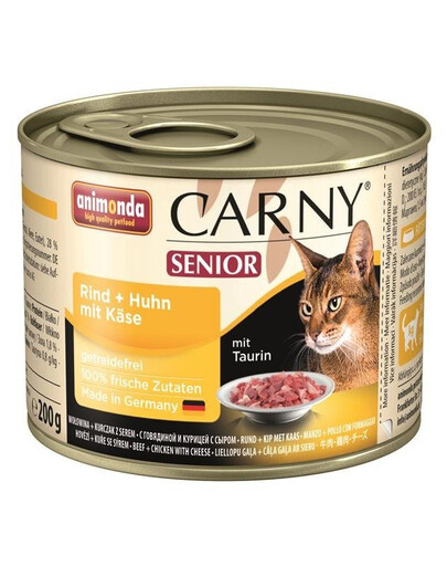 Animonda Carny Senior Mit Huhn + Kase 200 g konzerva s kuracím mäsom a syrom pre staršie mačky