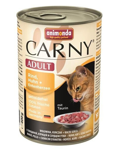 Animonda Carny Adult Mit Huhn + Ente 400g - mokré krmivo pre dospelé mačky s kuracím mäsom a kačicou 400g