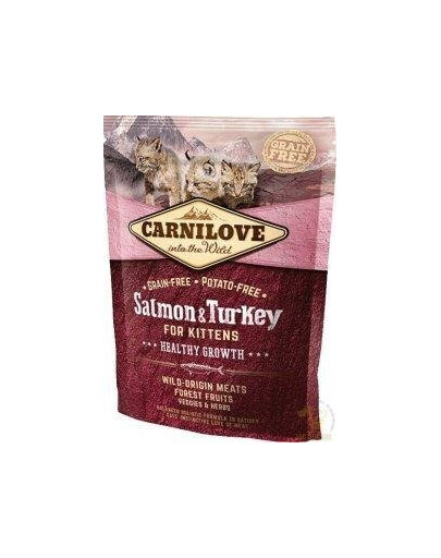 Carnilove For Kittens Healthy Growth Salmon & Turkey 400g - suché krmivo pro koťata s lososem a krůtou 400g