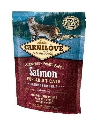 Carnilove For Adult Cats Sensitive & Long Hair Salmon 400g - suché krmivo pro dospělé kočky s lososem 400g