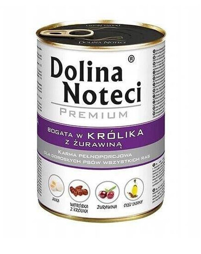 Dolina Noteci rich in rabbit with cranberry 400 g - vlhké krmivo pre dospelé psy, 400 g