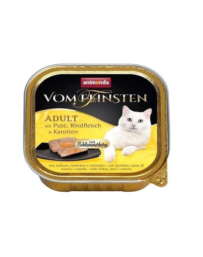 Animonda Vom Feinsten Adult mit Pute Rindfleisch + Karotten 100g - mokré krmivo pro dospělé kočky s krůtím hovězím masem a mrkví 100g